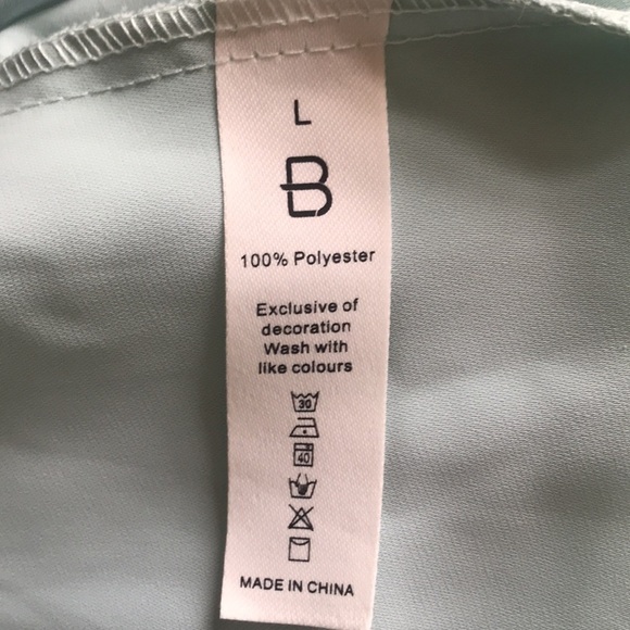 NWOT aqua blue sheer mesh lined Swiss dot long sleeves pull over top size L - Picture 6 of 11